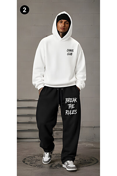 EFFRENATU Oversized Hooded Sweatshirt Set - Face and All-Over Surface Print, ...