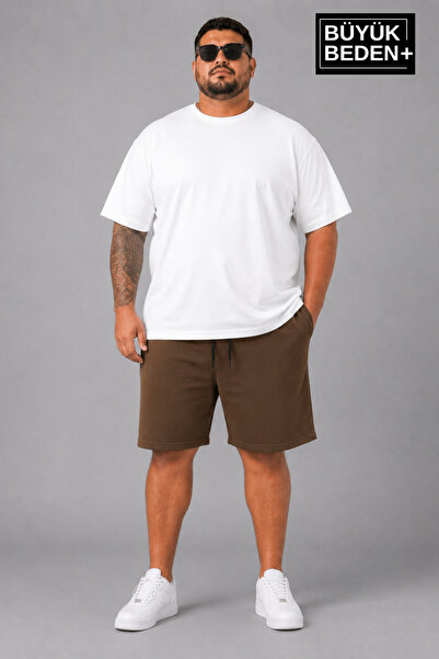 THE ONE Men's Plus Size Shorts Relaxed Fit Elastic Waist Lace-Up Casual Shorts