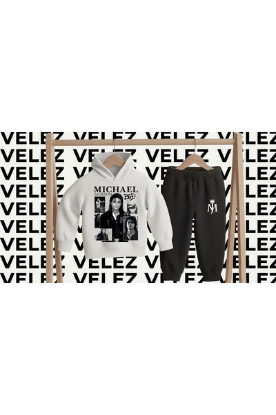 STİL-X Michael Jackson Printed 3 Thread Yarn Hooded Children's Tracksuit Set