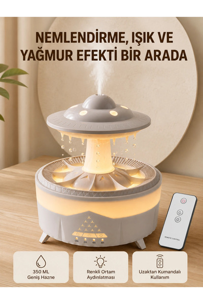 UFO Yağmur Efektli Hava Nemlendirici 350 ML RGB Işıklı Uzaktan Kumandalı
