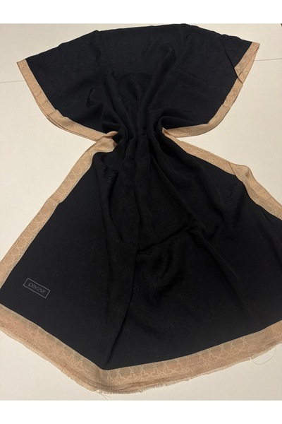 ipekevi Four Seasons Monogram Shawl Black Beige