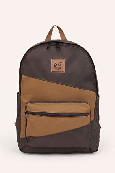 DeFacto Men's Navy Blue Color Block Zippered Backpack H9365Axns
