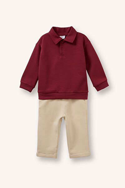 DeFacto Polo Collar Long Sleeve Top Wide Leg Bottom 2-Piece Set Baby Boy I027...