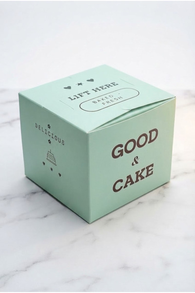 CREAPACK Tek Kişilik Pasta Kutusu, 25 Adet, Mint Yeşili Good & Cake Tasarım, ...