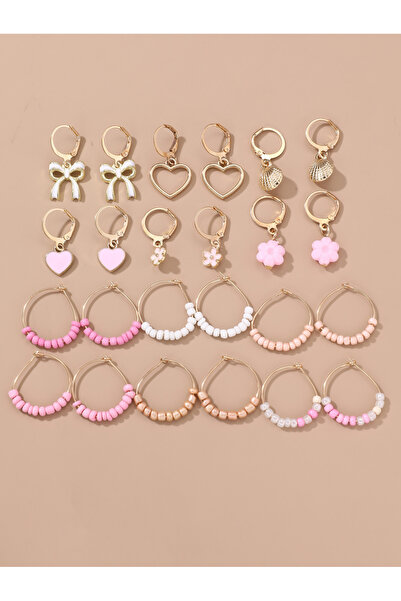 Take Two By Styli Set Of 10 - Beaded and Bow Hoop Earrings