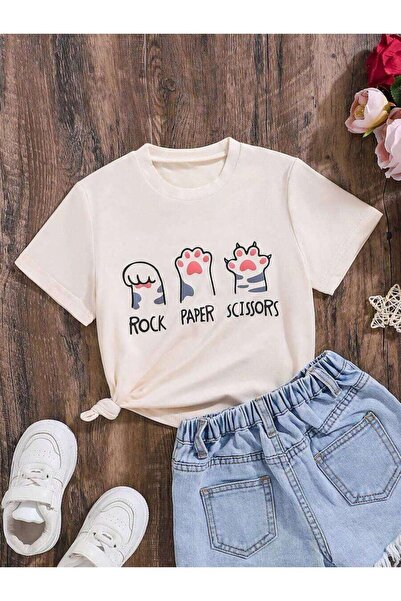 2BIR Young Girl Cute And Fun Cat Paw Letter Printed Casual Comfortable Short ...