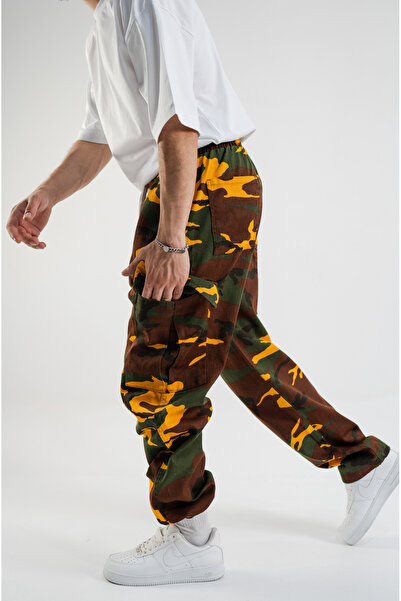 Gerusta Men's Comfortable Loose-Fitting Elastic Waist Design Trousers