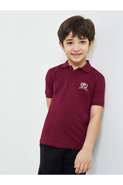 Styli Boys Burgundy Regular Fit Cotton Polo T-Shirt