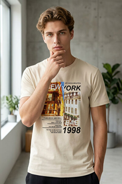 OEM Tricou bărbătesc cu imprimeu New York 1998, croială clasică, mâneci scurt...