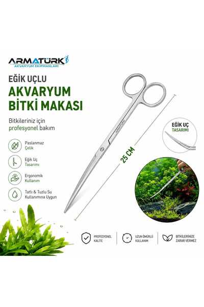 ARMATÜRK 25 CM PASLANMAZ ÇELİK EĞİK UÇLU AKVARYUM BİTKİ MAKASI