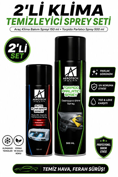 Aerotech 2'li Klima Temizleyici Sprey Seti Araç Klima Bakım Spreyi 150 ml + T...