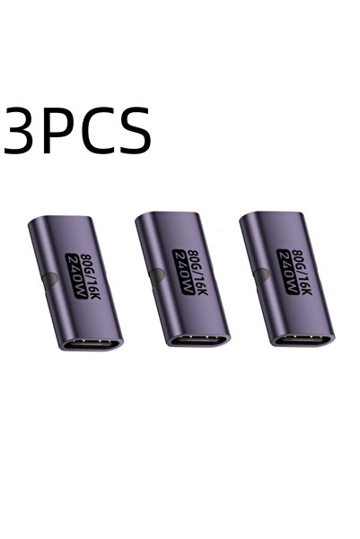 Choice1 3PCS Gray Purple PD3.1 240W USB Type C To Type C Adapter Female To Fe...
