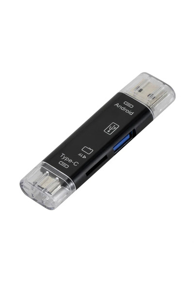 Choice1 Black 5 In 1 USB 3.0 Card Reader Type C Micro USB TF SD OTG Adapter F...