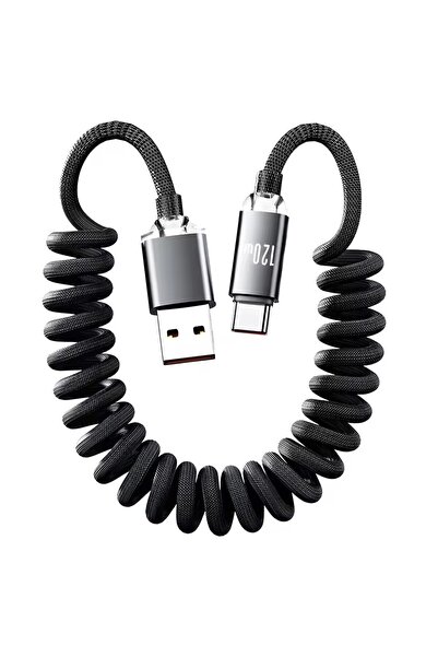 Choice 1m USB A to C 120W USB C to Type C Fast Charge Spring Cable Telescopic...