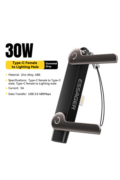 Choice ESSAGER Type C TO Lightning Essager 240W USB C OTG Adapter With Stand ...