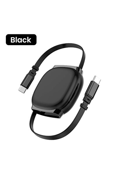 choice2 1m Black PD100W USB C to USB C Fast Charging Retractable Data Cable F...