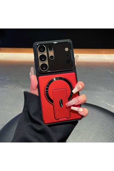 Choice70 Galaxy S26 Ultra Red Full Lens Protection Fold Stand Magnetic Phone ...