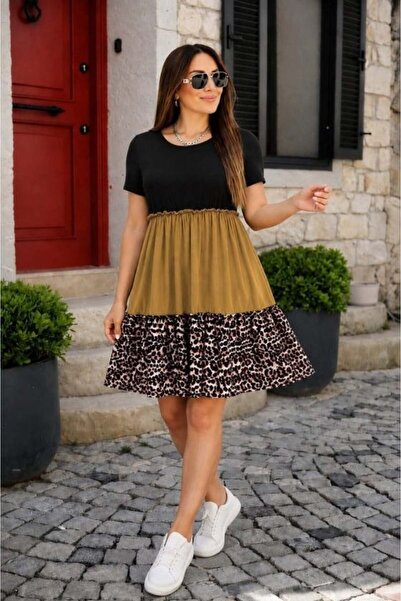 Aymood Women's leopard detail three piece viscose dress