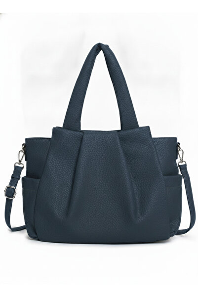 MILANO COLLECTION Geantă damă tip shopper plisată, piele ecologică, baretă de...