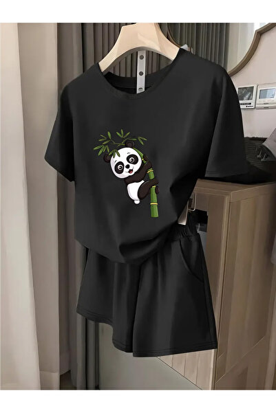 Joetsu Panda Printed Soft Short Sleeve Top and Shorts Set