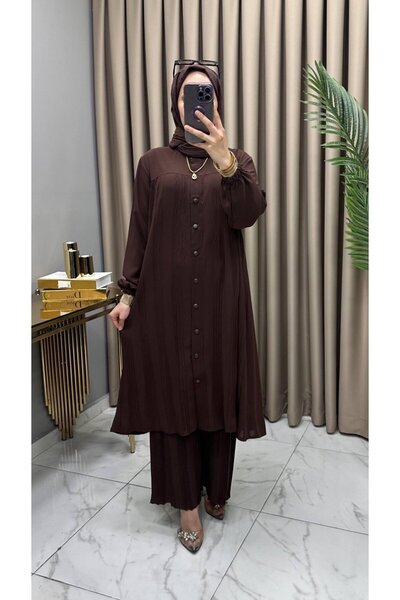 ModaMinar Women's New Season Comfortable Cut Aerobin Fabric Buttoned Tunic Tr...