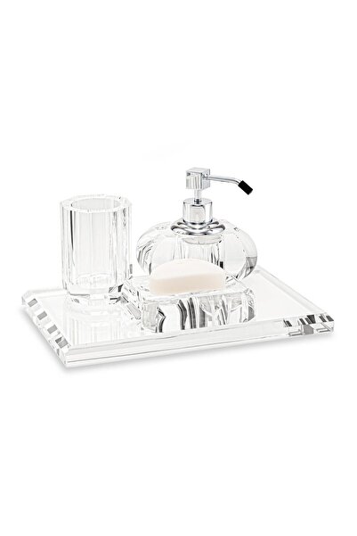 memonza Myra Kristal Banyo Core Set Gümüş - 4 Parça