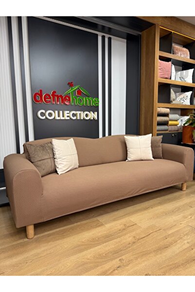Defne Home 3+3+1+1 Vera Kumaş Lastikli Giydirme Koltuk Örtüsü VERA-05 (Açık K...