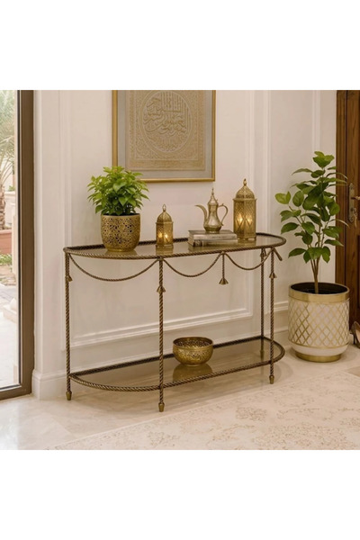 Al Hadaya Mall طاولة كونسول أنيقة ذهبية اللون - ذهبي - 120x40x90 سم