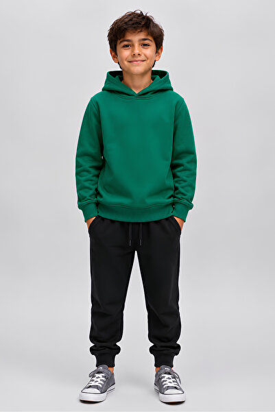 Windy Island Boy's Hooded 100% Cotton 3-Thread Sweatshirt