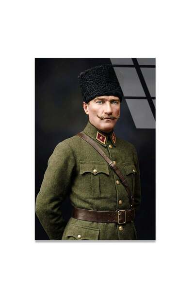 SteelArtDec Atatürk Kalpaklı Komutan Cam Tablo - DEG0582