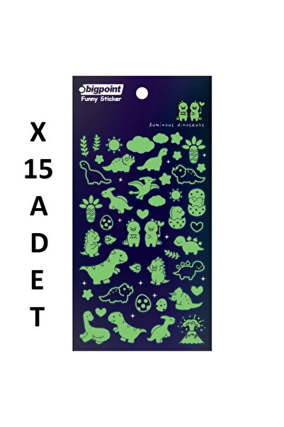 Bigpoint Sticker Phosphorescent Dinosaurs X 15 Pieces