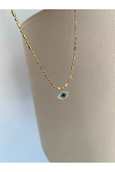 Bade Jewelry Fd Vip Gold Blue Stone Eye-Detailed Anti-Tarnish Steel Stylish A...