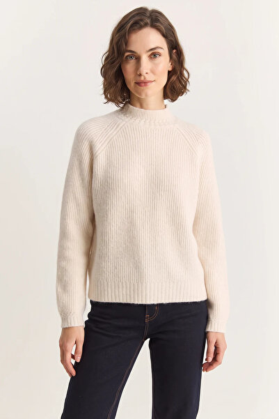 Efnaz style Women's Crew Neck Raglan Sleeve Knitted Patterned Soft Textured K...