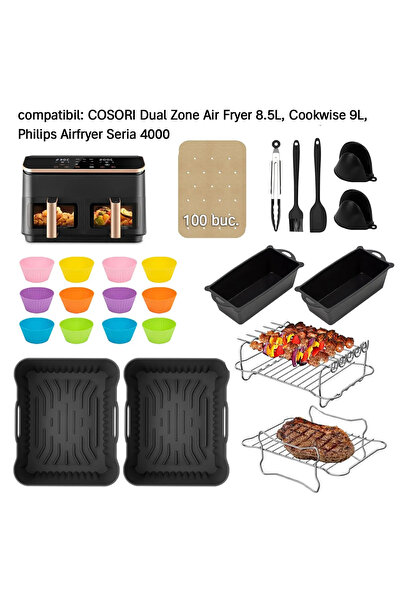 COSORI Complete accessory set for air fryer Dual Zone 8.5 L, Philips Series 4...