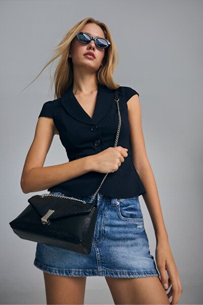 Stradivarius Yılan desenli çapraz askılı çanta