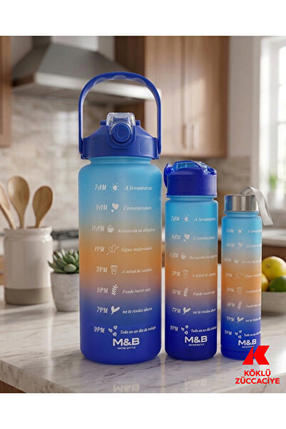 Köklü Züccaciye 3'lü Motivasyonel Matara Seti (2L - 900ml - 500ml)