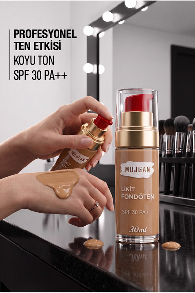 MUJGAN Profesyonel Yüksek Kapatıcılı Likit Fondöten Koyu Ton 30 ml