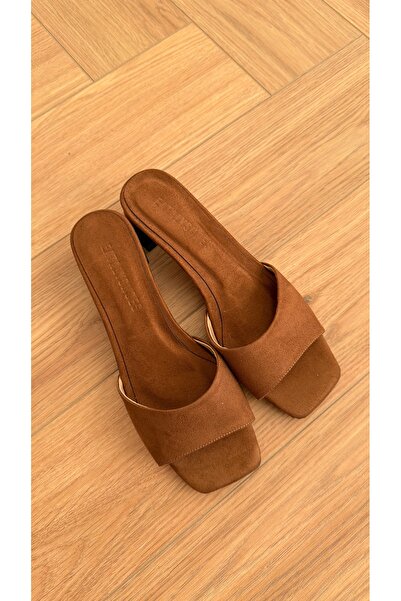 Eataly Shoes Vella Tan Suede Kitten Heel Slippers