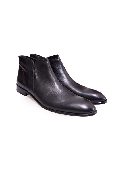 FRANCO CALVANI Black Color Laceless Genuine Leather Men's Boots