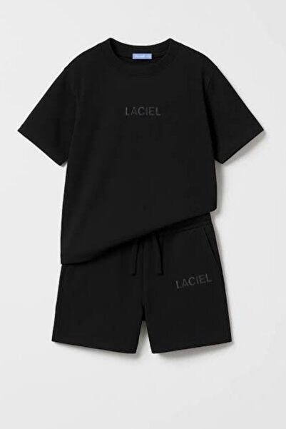 NOBLEKIDS La Ciel Paris Kids Logo Printed T-Shirt and Shorts Set Black