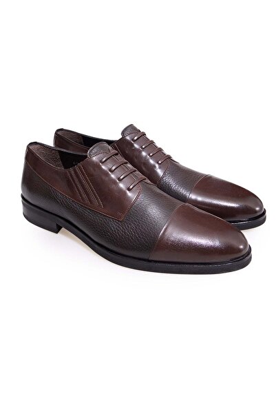 FRANCO CALVANI Brown Laceless Genuine Leather Men's Shoes