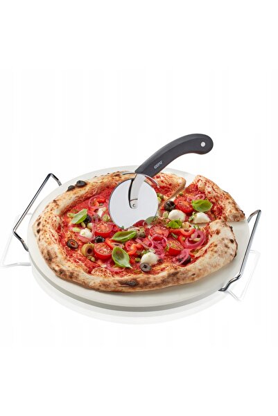 GEFU Set DARIOSO: cuțit pentru pizza + piatră cu suport rotund