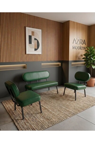 Azra Mobilya Luna 2+1+1 Deri Kumaş Ofis & Büro İş Yeri Bekleme Koltuğu Takımı...