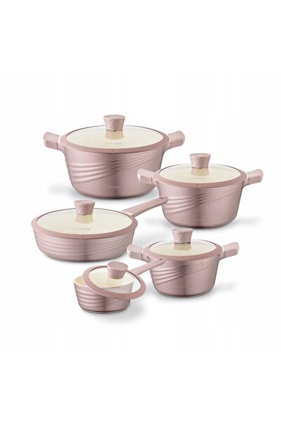 Starke Pro Set de vase de gătit, Tigaie cu inducție Rondel Naturale Rose Gold...