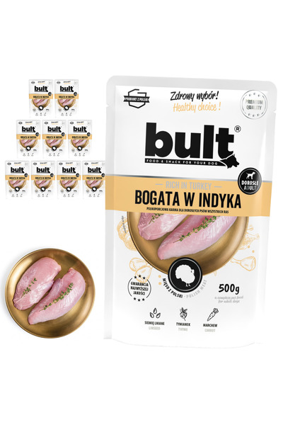 Bult Hrană umedă completă pentru câini, bogată în curcan, plic 10x500g