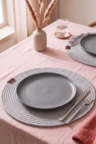 Rivaİstanbul Gray Cotton Straw Pad 32X32 cm
