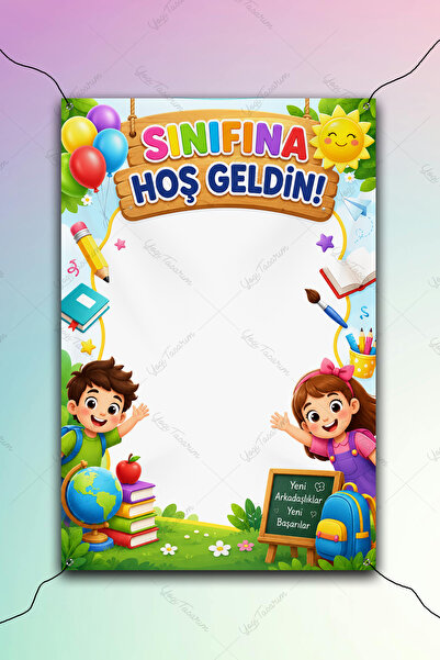 Yogi Tasarım Sınıfına Hoş Geldin Temalı Fotoğraf Çekim Afişi Dikey 100x150cm