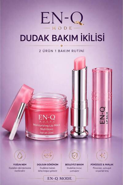 ENQ Dudak Bakım İkilisi – Nemlendirici Dudak Maskesi & Lip Balm Seti
