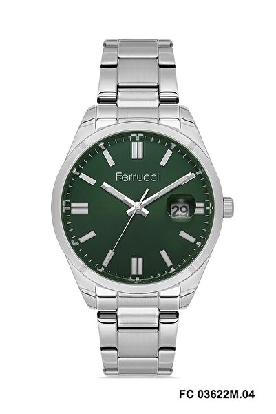 Ferrucci Dial Green Strap Silver Color Gift Boxed 40 mm Men's Calendar Wristw...