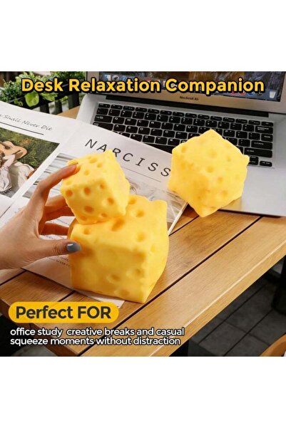 REZZOSS Cheese Cube Squishy Squeeze Toy 7cm – Slow Rise Swiss Cheese Squishy Fidget Stress Ball for Kids & Adults | Soft Sensory Decompression Toy for Anxiety Relief & Study Focus | Funny Novelty Stoc